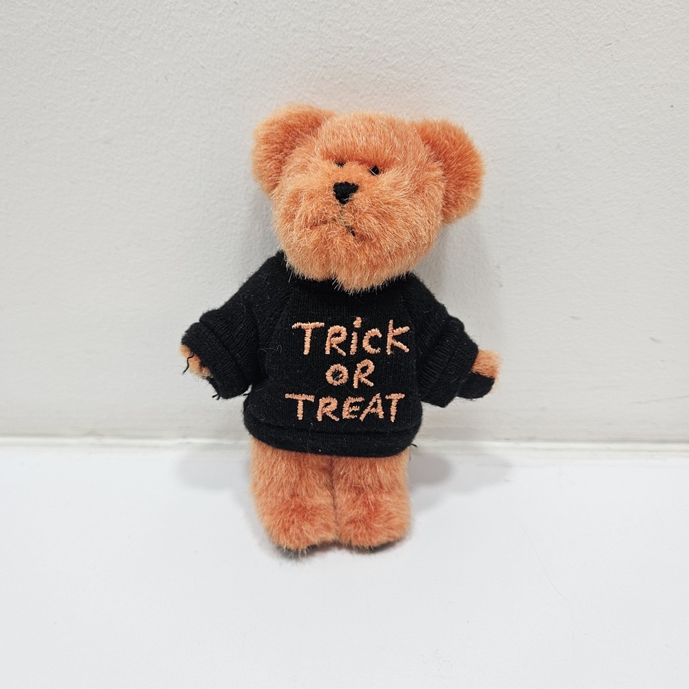 2003 Boyds‎ Bears Plush 4" Mini ORANGE Bear Black Shirt Trick or Treat